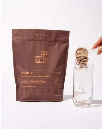 Flip 7 Natural SuperFood, Plant-Based Protein, Complete Meal Replacement to Support Healthy Gut, 7 Mega Nutrient Rich Blends all in one to AGE BETTER - Chocolate