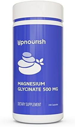 UpNourish Magnesium Glycinate Chelate 500mg Capsules - Highly Absorbable Chelated Magnesium - Pure Magnesium Supplement for Sleep & Calm Support, Nervous, Muscle & Bone Health