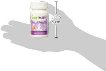 Barimelts Iron with Vitamin C, 90 Fast-Dissolving Tablets (1-Month Supply), Sugar-Free Bariatric Iron Supplement for Women, Natural Orange Flavor