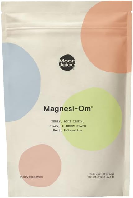 Moon Juice Tutti Frutti Magnesi-Om Variety Pack | Magnesium + L-Theanine | for Natural Calm + Regularity | Magnesium Citrate | Sugar Free | Guava, Green Grape, Blue Lemon, Berry | (24 Sticks)