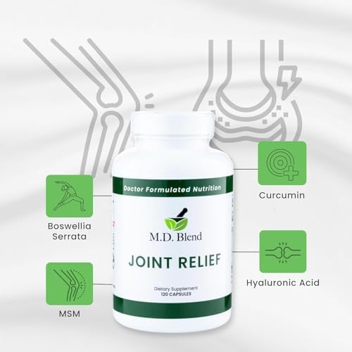 M.D. Joint - Expert Formulated Supplement - Knees, HIPS, Ankles Movement & Mobility - Daily Wellness Blend - Collagen, Hydrolyzed, Glucosamine, BioPerine, Turmeric - 120 Capsules (Pack of 1)