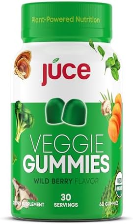 Júce Veggie Whole Superfood Gummies, Wild Berry Flavor - Plant-Based Energy, Vegan, Non-GMO, Soy Free, Nutrient-Packed, By Terra Kai Organics
