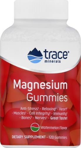 Trace Minerals Magnesium 84mg - Chewable Magnesium Supplement for Bone & Heart Health Support - Immune System Support - Aids Relaxation & Healthy Sleep - Watermelon, 120 Gummies (120 Servings)