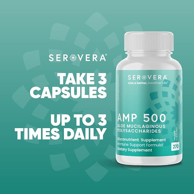 AMP Aloe Glyconutrient Supplement - Support Immune System, Digestive Tract, and Colon Health 270 caps