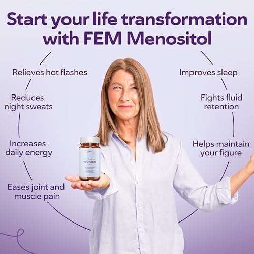 Inositol FEM Menositol 19-in-1 60Caps, Perimenopause & Menopause Supplements for Women Weight Loss with Myo-Inositol, D-chiro and Isoflavones, Control Metabolic Health, 100% Natural, Hormone, SoyFree