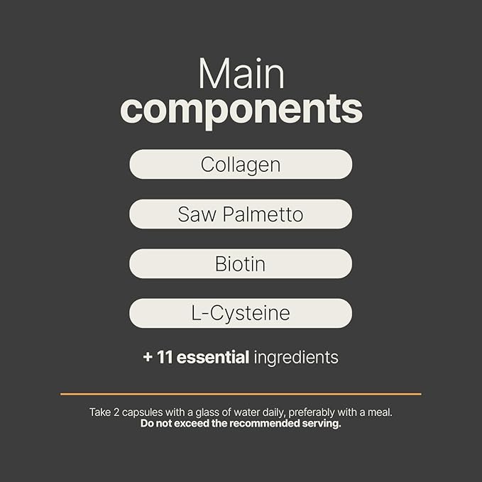 Men's Hair Supplement with Biotin, Selenium, Zinc, Collagen, Vitamins A, C, E, B5 and D3 | 240 Caps - 120 Days | Hair Growth and Strength | Made in USA by B Life.