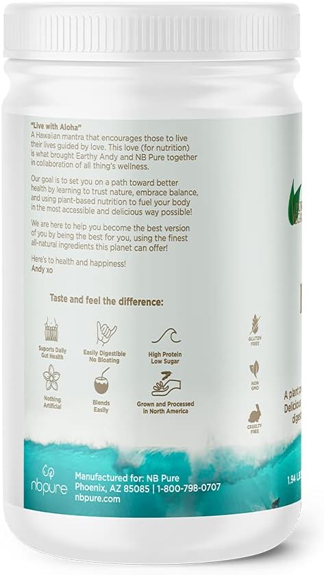 nbpure Earthy Andy Plant Powered Protein, Gluten-Free, Non-GMO, Cruelty Free Pea Protein Powder, Vanilla, 30 Servings