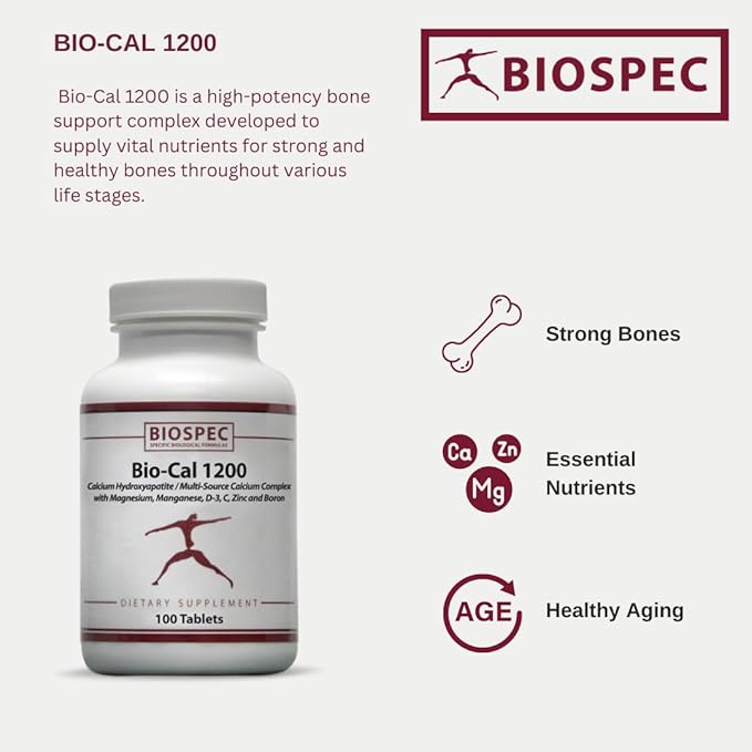 Bio-Cal 1200 – Superior Bone Support Complex w/ MCHA, Vitamin D3, Vitamin K2 (MK-7), Magnesium, Zinc, and Other Nutrients