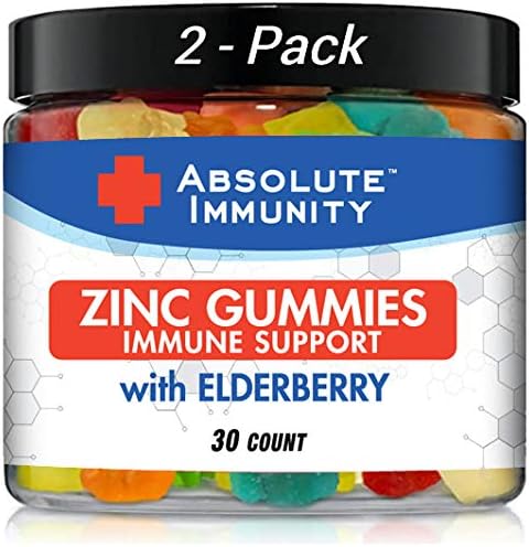 Absolute Immunity- ZINC and Elderberry Gummies - Immune System Health - Adults and Kids 30ct. 2 Pack