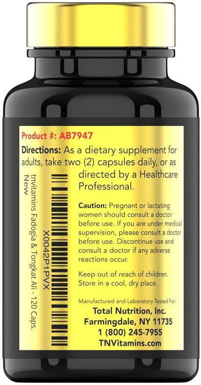 Fadogia Agrestis & Tongkat Ali Supplement: 1500mg - 120 Capsules | 750mg Each of Tongkat Ali (Longjack) & Fadogia | Ultra-Potent Formula For Men For Sports Nutrition, Athletic Performance, & Muscles*