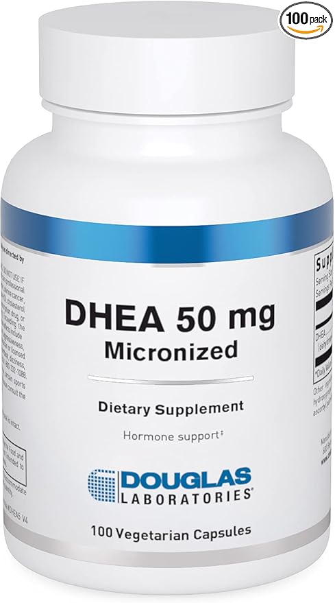 Douglas Laboratories DHEA 50 mg Capsules - Micronized - Supports Hormone Balance, Immunity, Brain, Bone Health & Metabolism* - Non-GMO - 100 Vegetarian Capsules