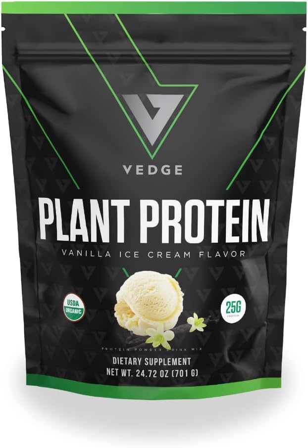 vedge Certified Organic Plant Protein Vanilla Ice Cream (20 Servings) - Plant-Based Vegan Protein Powder, USDA Organic, Gluten Free, Non Dairy Nutrition Plant Protein