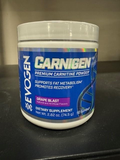 Evogen Carnigen - Premium Carnitine Powder | Supports Fat Metabolism & Promotes Recovery | Stimulant-Free L Carnitine Supplement Matrix with Acetyl L-Carnitine | Grape | 50 Servings