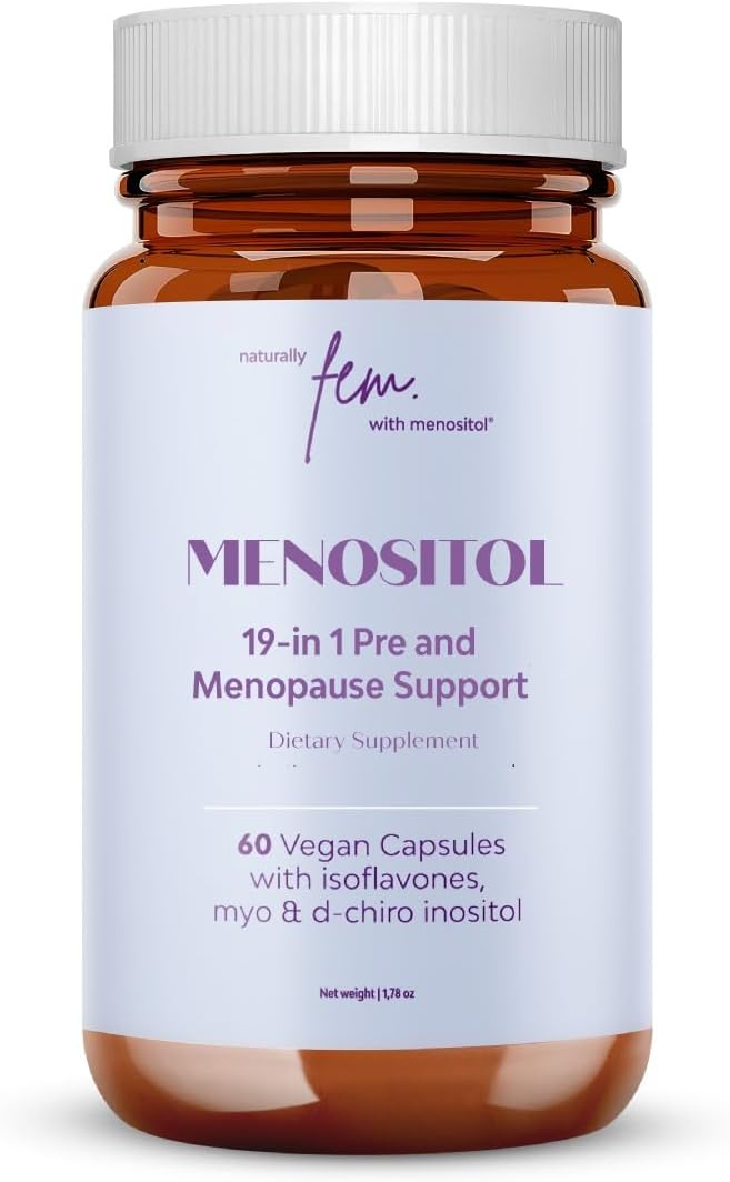 Inositol FEM Menositol 19-in-1 60Caps, Perimenopause & Menopause Supplements for Women Weight Loss with Myo-Inositol, D-chiro and Isoflavones, Control Metabolic Health, 100% Natural, Hormone, SoyFree