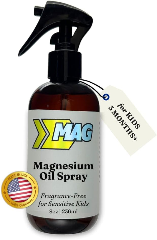 Magnesium Spray for Kids & Toddlers – Restlful Sleep, Calm Bedtime, Growing Pains, Active Play Recovery – Pure, All-Natural, Gentle for Sensitive Skin, Fragrance-Free - 8 fl oz by MAG Recovery