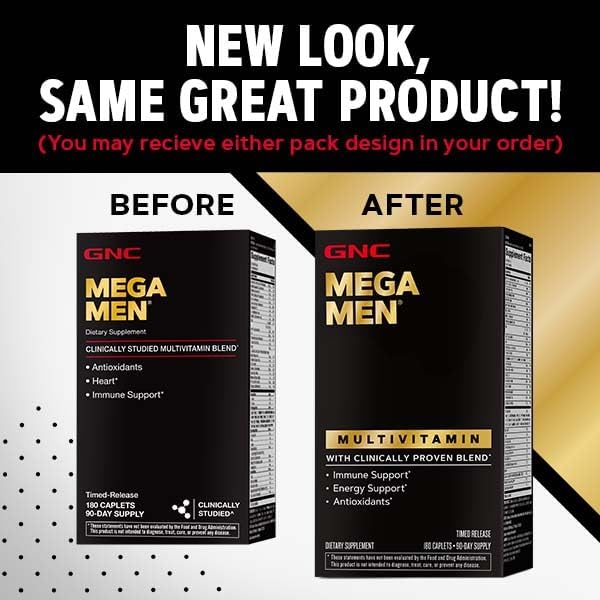 GNC Mega Men Multivitamin | Heart Health, and Immune Support | 180 Count