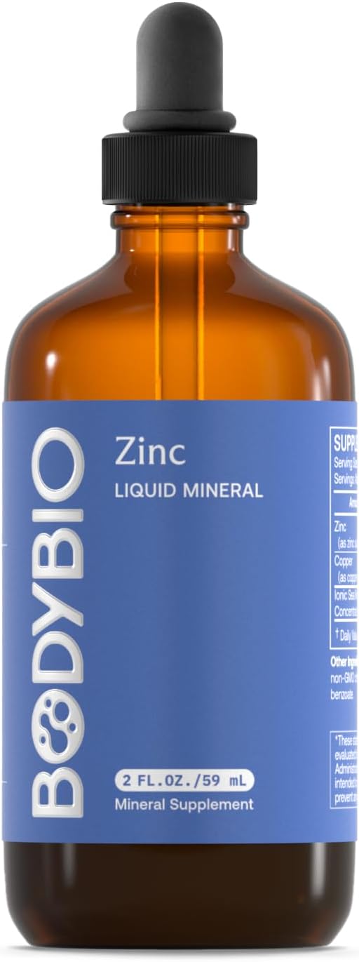 BodyBio Ionic Liquid Zinc Drops 2 oz | Immune Health & Cell Repair | Antioxidant | Ultimate Absorption | No Additives | Concentrated Liquid Zinc Supplement for Adults & Kids