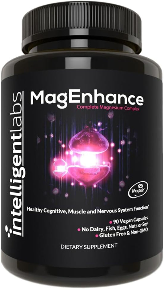 Intelligent Labs MagEnhance Magtein Magnesium Complex Supplement L-Threonate with Magnesium Glycinate and Taurate, 90 Capsules