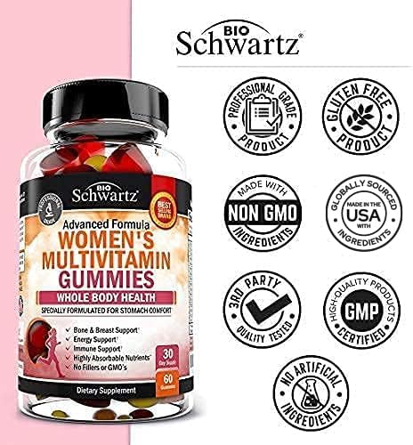 Women's Multivitamin Gummies with A C B6 B12 D & E Vitamins for Immune Support - Gummy Multivitamins for Bone Breast Skin Joint & Energy Health - Multivitamin for Women - Mixed Berry Flavor, 60 Count