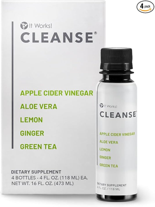 It Works! Cleanse - 4 Bottles (4 fl. oz. Each) - Gentle Plant-Based Nutrient Cleanse - Revitalize Digestive Health - Supports Liver Detox, Ideal Colon Cleanse, and Gut Cleanser for Men and Women