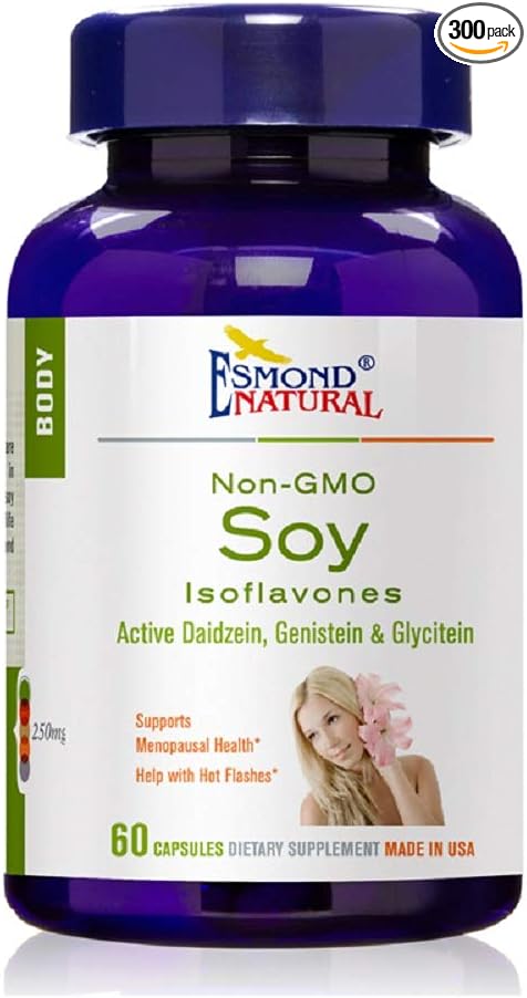 (5 Pack) Esmond Natural: Soy Isoflavones Non-GMO (Supports Menopausal Health & Hot Flashes), GMP, Natural Product Assn Certified, Made in USA - 250mg, 300 Capsules