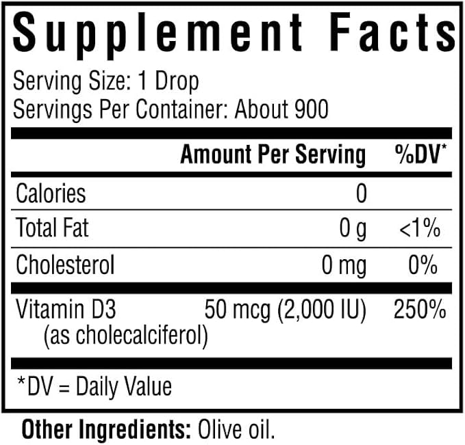 Seeking Health Vitamin D Drops, 2000 IU Liquid Vitamin D3 (as cholecalciferol) per Drop in Pure Olive Oil, Potent Immune System Supplement, for Adults and Kids, Vegetarian (900 Servings)