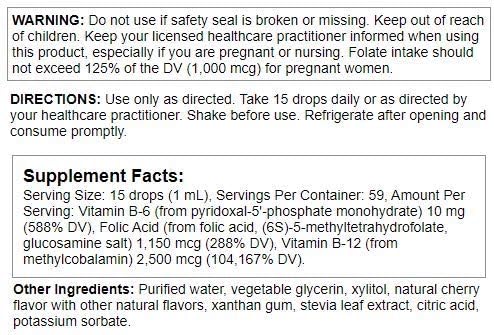 Nutra Biogenesis Methyl Factors - Vitamin B12 Drops, Methylfolate Drops, Sublingual Liquid for Women & Men, B Complex with Folic Acid for Kids & Adults, Energy Supplement, Sugar Free - 2 Fl Oz