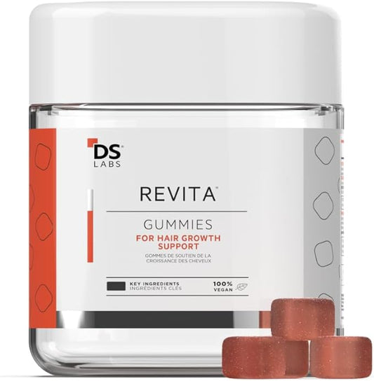 DS Laboratories Revita Hair Growth Gummies, Biotin, Vitamin D, Iron, Magnesium, Melatonin & Zinc Supplement, Vegan, Supports Thicker Hair Growth, Gluten Free (Packaging May Vary)