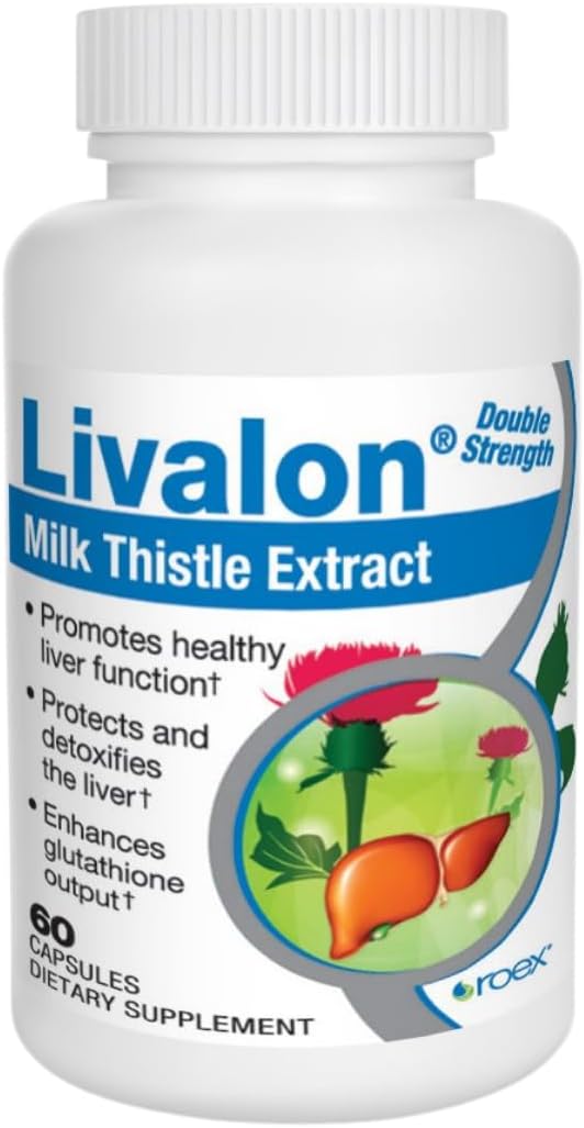 Roex Vitamins | Livalon | Milk Thistle Extract | 80% Silymarin | Natural Liver Detox | Vegetable Capsules | 60 Count