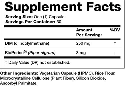 Olympian Labs DIM Supplement 250mg - DIM Diindolylmethane Plus BioPerine 30 Capsule Supply of DIM for Estrogen Balance, Hormone Menopause Relief, Acne Treatment, PCOS, Bodybuilding