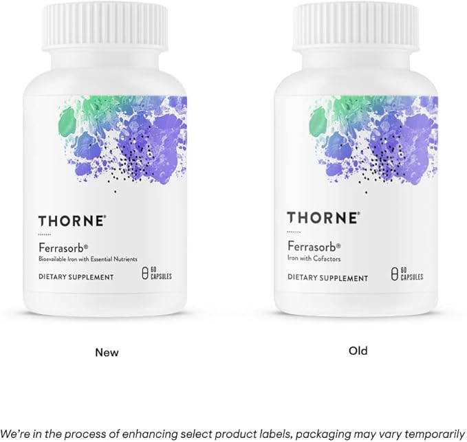 THORNE Ferrasorb - 36 mg Iron with Essential Nutrients - Complete Blood Support Formula* - Elemental Iron, Folate, B and C Vitamins for Optimal Absorption - Gluten-Free - 60 Capsules