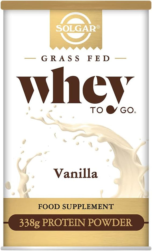 Solgar Grass Fed Whey to Go Protein Powder Vanilla, 11.9 oz - 20g of Grass-Fed Protein from New Zealand cows - Great Tasting & Mixes Easily - Supports Strength & Recovery -, 13 servings