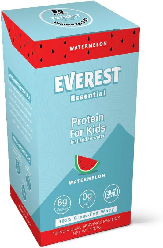 Kid's Clear Whey Protein Powder (Watermelon, 10 Packets) Protein Drink Mix for Kids, Electrolytes for Kids, 8g Protein Per Serving, Non GMO, Zero Added Sugar