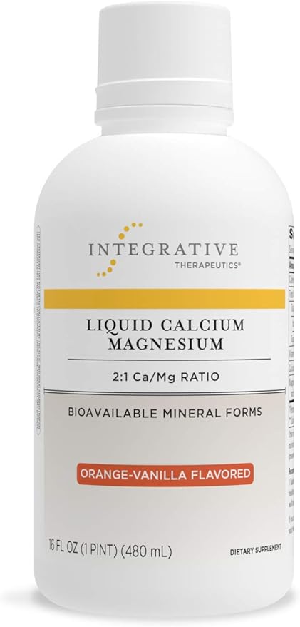 Integrative Therapeutics - Liquid Calcium Magnesium (2:1) - Bioavailable Mineral Forms - Orange Vanilla Flavored - 16 fl oz