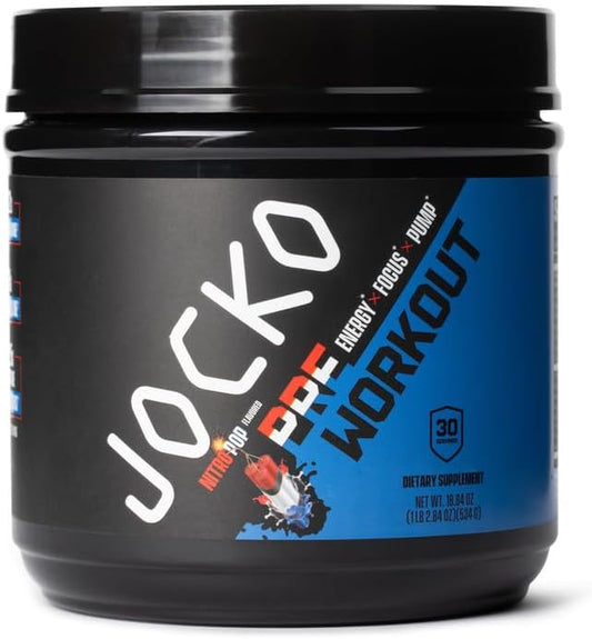 Jocko Fuel Ultimate Pre Workout Powder - Pre-Workout Energy Powder Drink for Men & Women - High Stim Sugar-Free Nootropic Blend to Support Muscle Pump, Energy, & Recovery 200mg Caffeine Nitro Pop