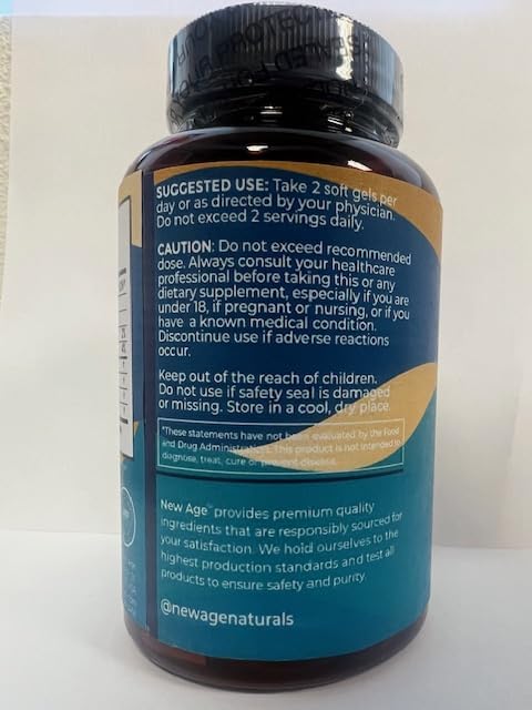 NEW AGE Omega 3 Fish Oil Supplement - Non GMO - EPA, DHA Fatty Acids Gluten Free (270 Softgels (Pack of 3))