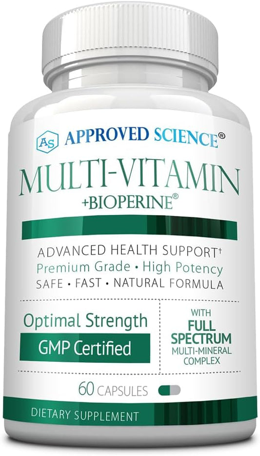 Approved Science Multi-Vitamin - with Full-Spectrum B-Vitamins, Green Tea, Lutein, Lycopene, Zeaxanthin, BioPerine - 60 Capsules - 1 Month Supply