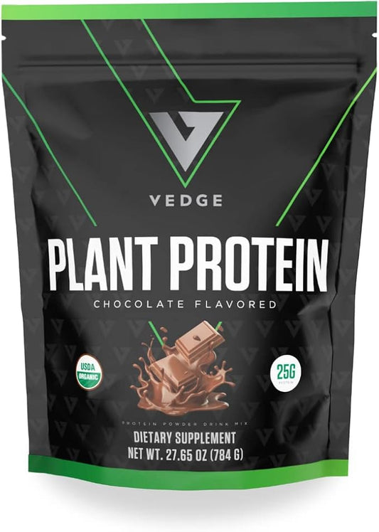 vedge Certified Organic Plant Protein Chocolate Flavor (20 Servings) - Plant-Based Vegan Protein Powder, USDA Organic, Gluten Free, Non Dairy Nutrition Plant Protein