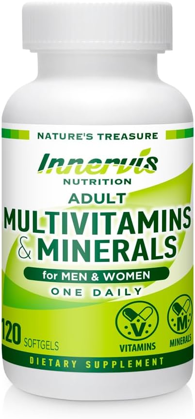 Adult Multivitamins & Minerals for Men and Women Immune Support Antioxidant Overall Health 120 Softgels Supplement