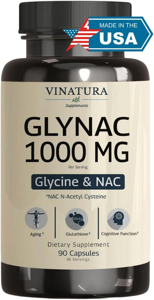 GLYNAC Supplement 1000MG - Glycine & NAC Supplement - 90 Capsules