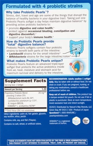 Nature's Way Max Potency Probiotic Pearls for Men and Women, Supports Digestive, Immune, Colon Health*, 5 Billion Live Cultures, No Refrigeration Required, 30 Softgels (Packaging May Vary) (Pack of 2)