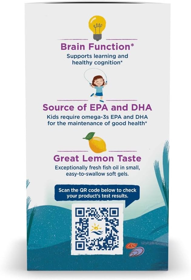 Nordic Naturals Complete Omega Jr., Lemon - 90 Mini Soft Gels - 283 mg Total Omega-3s & 35 mg GLA - Healthy Cognition, Nervous System Function - Non-GMO - 45 Servings
