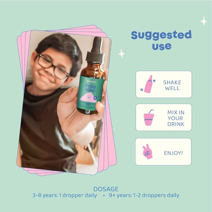 JoySpring Potty Wise – Gentle Digestive Support for Kids – Promotes Healthy Digestion with Senna & Elderberry – Vegan, Gluten-Free, Sugar-Free (2 fl oz) 60 Servings
