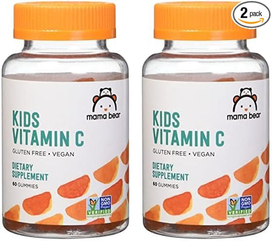 Amazon Brand - Mama Bear Vegan Kids Vitamin C, Orange, 60 Count, Immune Health, 125 mg per Gummy (Pack of 2)