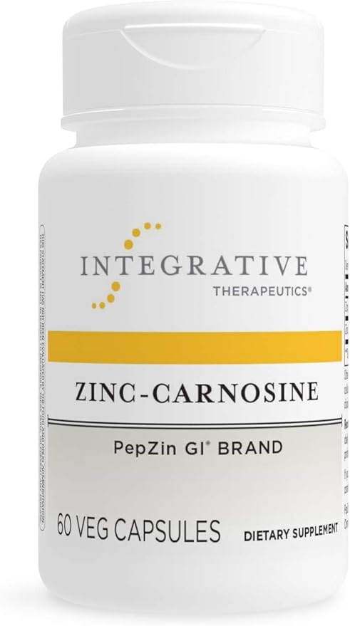 Integrative Therapeutics Zinc-Carnosine - PepZin GI Brand Supplement with Zinc-Carnosine - GI Tract Support* - Gluten Free & Vegan - 60 Capsules