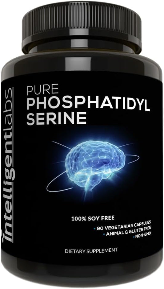 Intelligent Labs Phosphatidylserine Supplement 100mg, 90 High Strength Capsules, 100% Soy and Allergen-Free, Pure Phosphatidylserine from Sunflower Lecithin