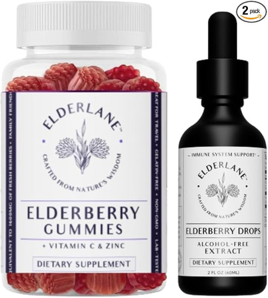 Elderberry Tincture and Elderberry Gummies - Formerly RD Naturals - Immune Support Supplement for Adults and Kids - 2 Oz Drops and 60ct Gummies