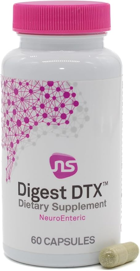 NeuroScience Digest DTX Gut Supplement with Digestive Enzymes for Men & Women + Apple Cider Vegar & Zinc Carnosine - Promote Healthy Gut Detox, Immune Support & Digestive Health (60 Capsules)