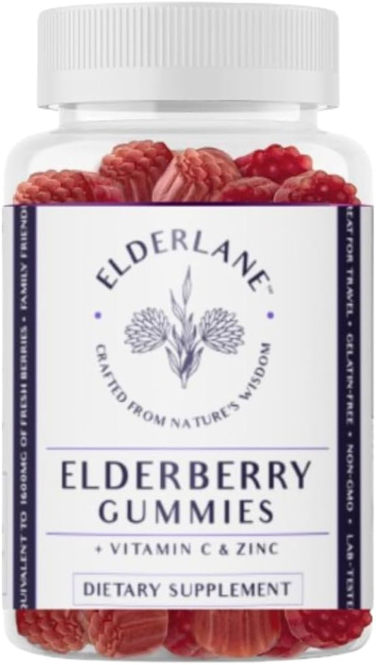 Elderberry Gummies for Adults and Kids - Vitamin C and Zinc – Immune Support - Non-GMO, Vegan, Gluten-Free, Gelatin-Free - 60ct, 100mg