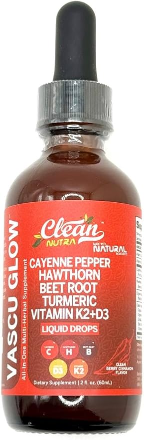 Clean Nutra Cayenne Pepper Drops Supplement Liquid + Hawthorn Berry, Vitamin D3 K2 Beet Root Powder, Ceylon Cinnamon, Turmeric Curcumin, Organic Panax Ginseng, Berberine Extract Organic (5)